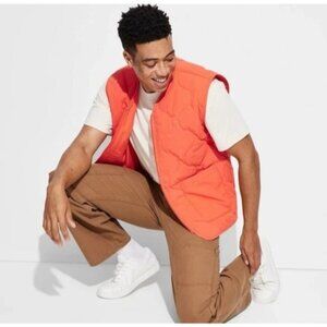 NEW Original Use Men's Regular Fit Quilted Vest - Orange